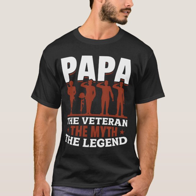 Veteran Papa Independence Day Father gift T-Shirt (Front)