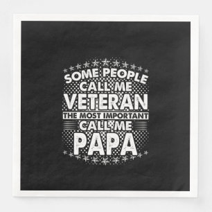 Veteran Papa Patriotic Military Tribute Napkin