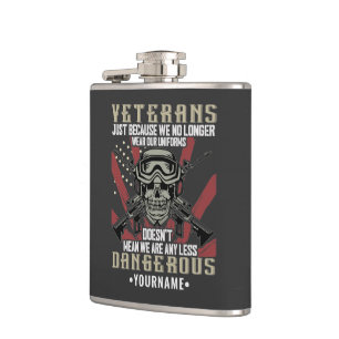 Veteran Patriotic USA Funny Humour Hip Flask