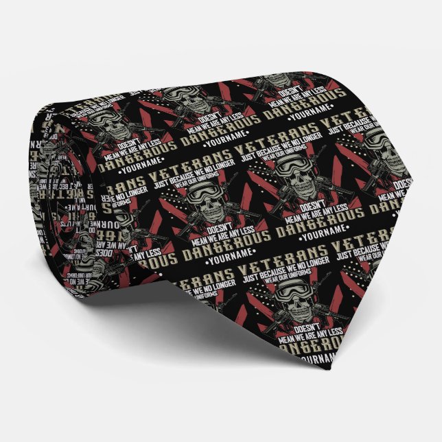 Veteran Patriotic USA Funny Humour Tie (Rolled)