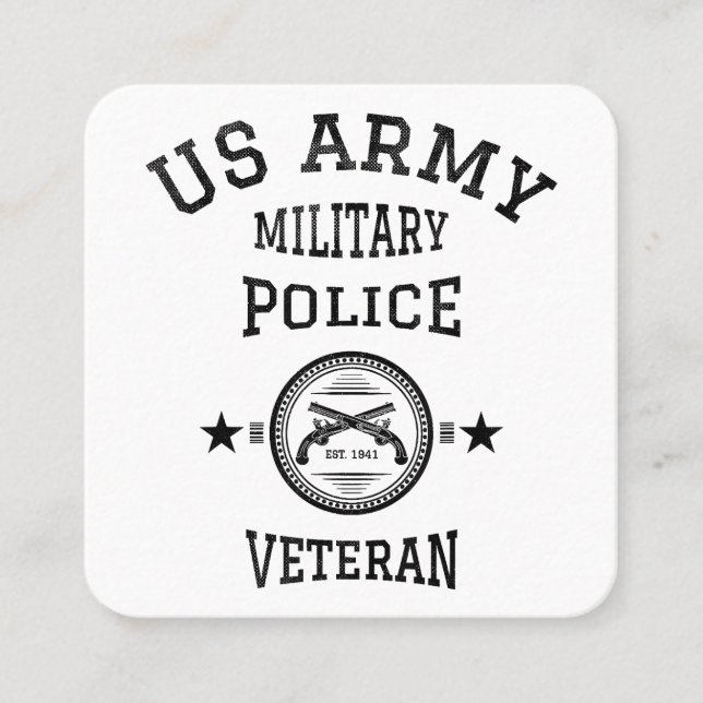 Veteran Retired Police Officer Square Business Card (Front)