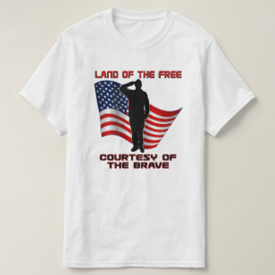 Vétéran rouge et T-shirt uniques blancs et bleus