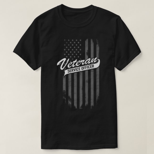 Veteran Service Officer with US Flag T-Shirt (Design Front)