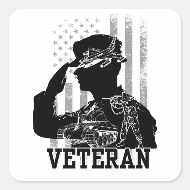 Veteran Square Sticker (Front)