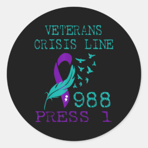 Veteran Suicide Awareness Prevention Hotline 988 Classic Round Sticker