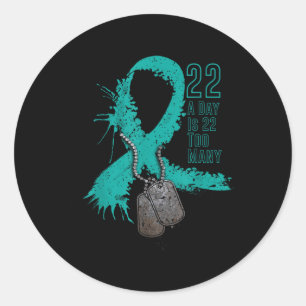 Veteran Suicide Awareness Ribbon 22 A Day Is 22 To Classic Round Sticker