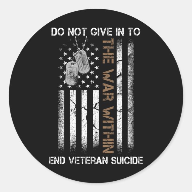 Veteran Suicide Awareness The War Within Patriotic Classic Round Sticker (Front)