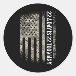 Veteran Suicide Awareness Usa Flag 22 A Day Is 22  Classic Round Sticker
