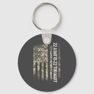 Veteran Suicide Awareness Usa Flag 22 A Day Is 22  Keychain