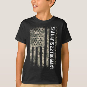 Veteran Suicide Awareness Usa Flag 22 A Day Is 22 T-Shirt