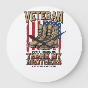 Veteran Thank My Brothers Vintage Military Shirt_1 Large Clock