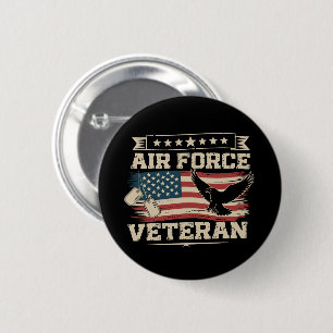Veteran US Air Force American America Flag 2 Inch Round Button