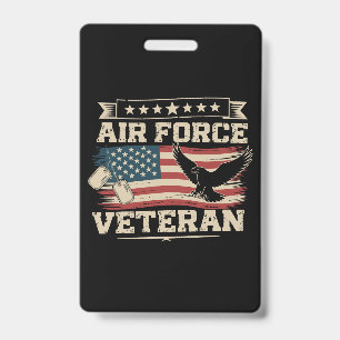 Veteran US Air Force American America Flag Badge