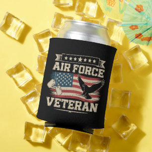 Veteran US Air Force American America Flag  Can Cooler