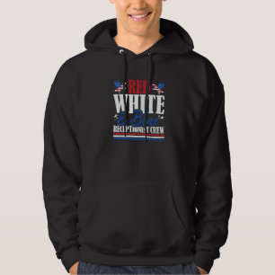 Veteran US Flag Red White & Blue Receptionist Crew Hoodie
