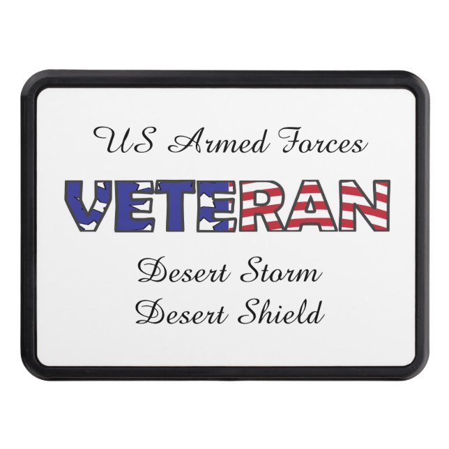 Veteran US Military Service Dates or Place Trailer Hitch Cover (Front)