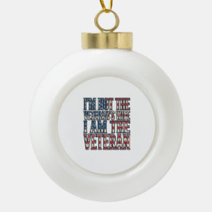 Veteran Wife Quote Patriotic Vintage Vector Design Ceramic Ball Christmas Ornament
