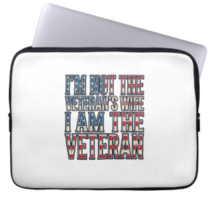 Veteran Wife Quote Patriotic Vintage Vector Design Laptop Sleeve