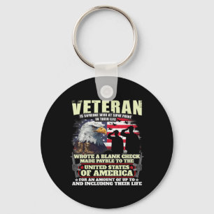 Veteran Wrote Blank Check Military Veteran Family Keychain
