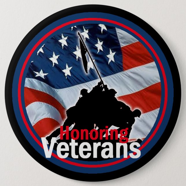 Veterans 6 Inch Round Button (Front)