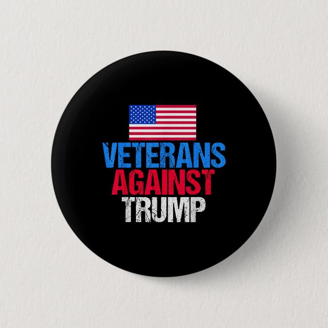 Veterans Against Donald Trump  2 Inch Round Button (Front)