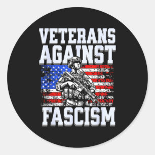 Veterans against fascism us patriotic army soldier classic round sticker