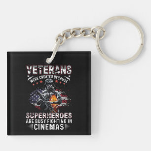 Veterans Because Superheroes Busy in Cinemas Keychain