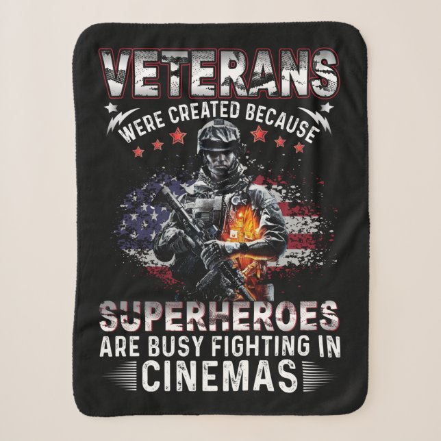 Veterans Because Superheroes Busy in Cinemas Sherpa Blanket (Front)