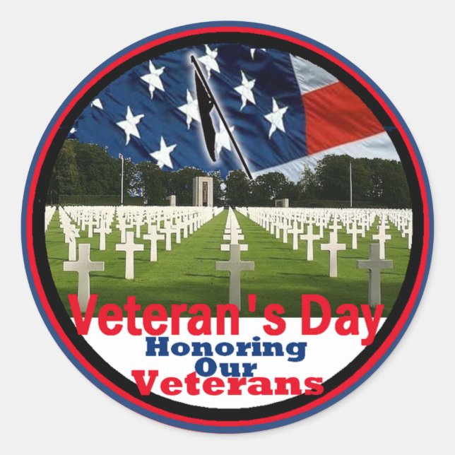 Veterans Classic Round Sticker (Front)