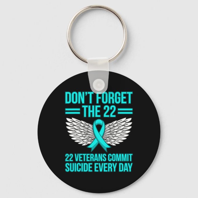 Veterans Commit Suicide Ptsd Awareness Ribbon Grap Keychain (Front)