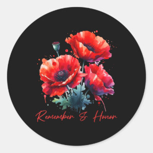 Veterans Day 2024 Usa Memorial Day Red Poppy Classic Round Sticker