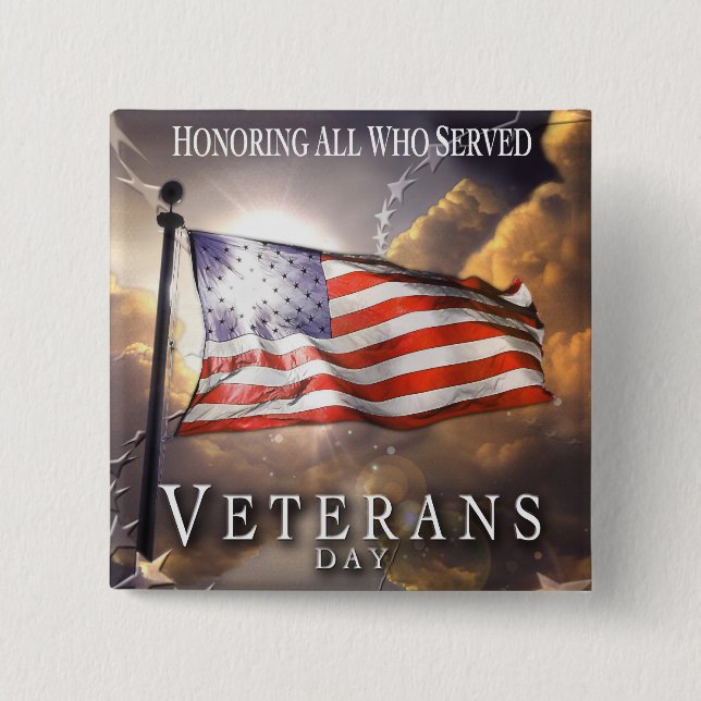 VETERANS DAY 2 INCH SQUARE BUTTON (Front)