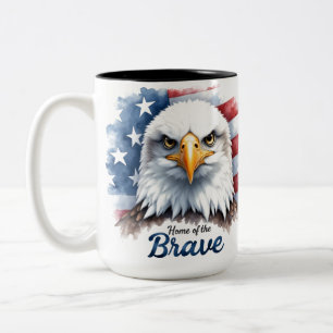 Veteran's Day-American Eagle-Home Of The Brave Two-Tone Coffee Mug