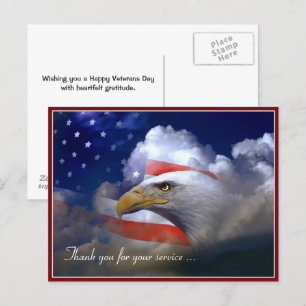 Veterans Day American Flag and Eagle Postcard
