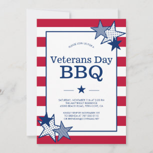 Veterans Day Bold Stars and Stripes Patriotic BBQ Invitation