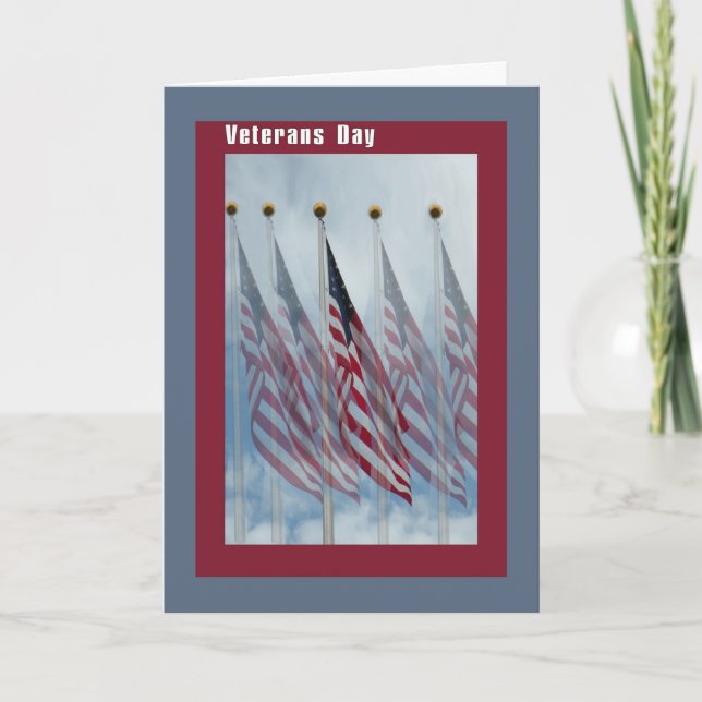 Veterans Day Card with Five Flags (Front)