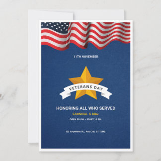 Veterans Day Ceremony Invitation  Honoring All Who