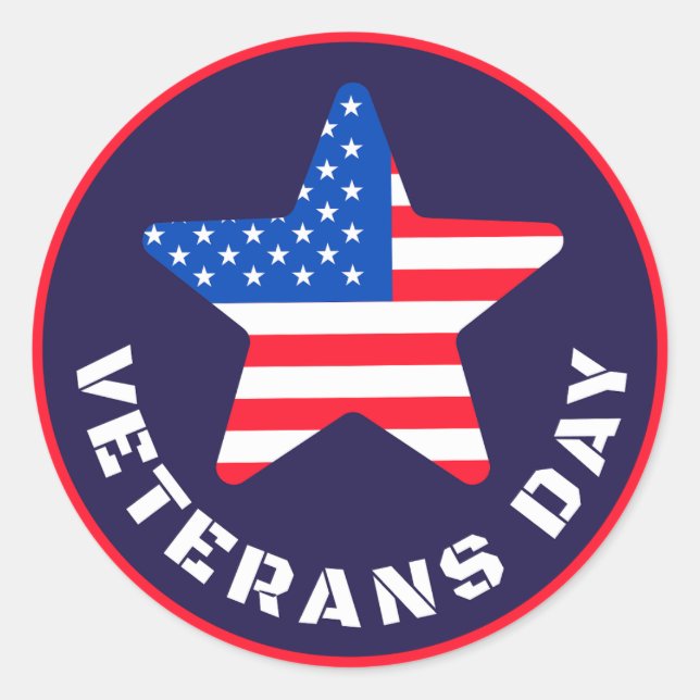 Veterans Day Classic Round Sticker (Front)