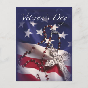 Veteran's Day Cross and Flag Postcard