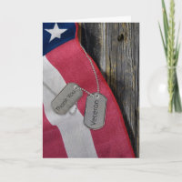 Veterans Day-dog tags on flag
