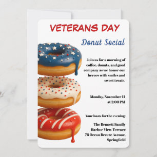Veterans Day   Doughnut Social Celebration Invitation