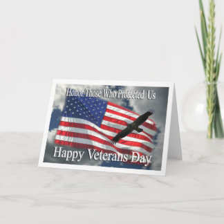 Veterans Day eagle and flag thank you card