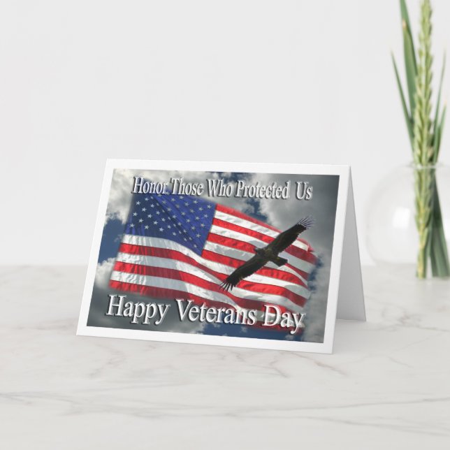 Veterans Day eagle and flag thank you card (Front)