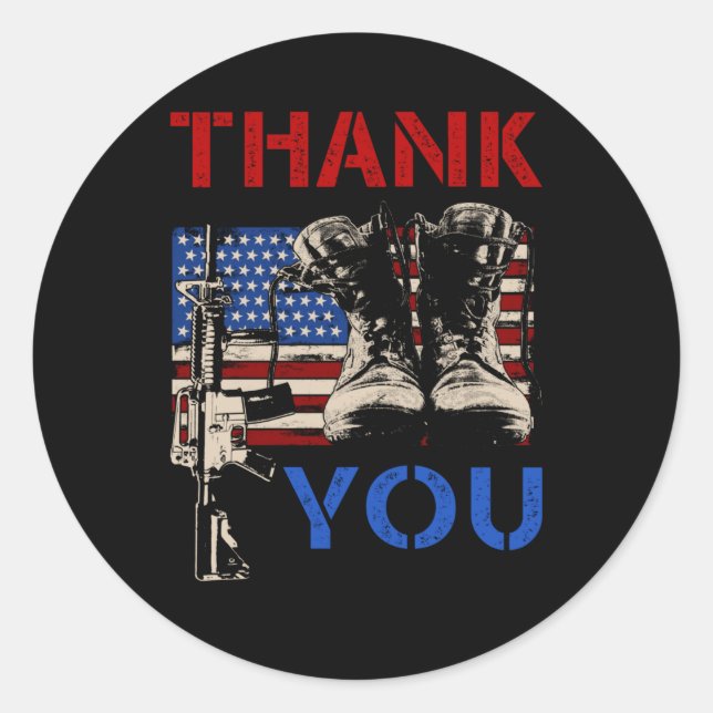 Veterans Day Gift Thank You Support Vetarens Classic Round Sticker (Front)
