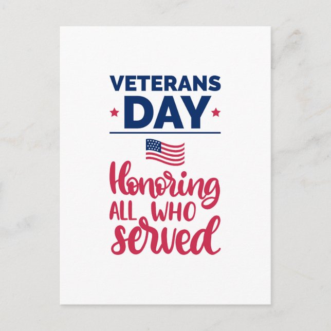 Veterans Day  Holiday Postcard (Front)