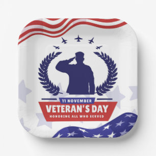 Veterans Day - Honoring all who served Paper Plate