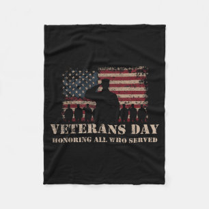 Veterans Day Honoring All Who Served Patriotic Fla Fleece Blanket