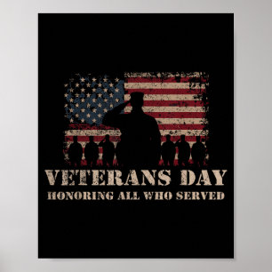 Veterans Day Honoring All Who Served Patriotic Fla Poster