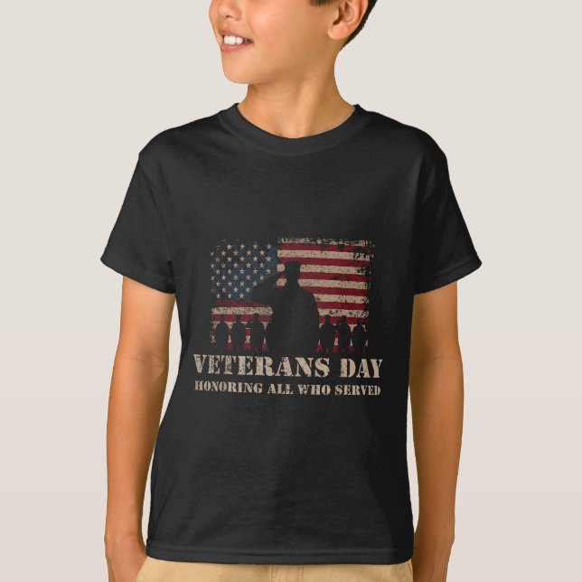 Veterans Day Honoring All Who Served Patriotic Fla T-Shirt (Front)