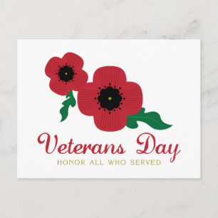 Veterans Day Honour Flowers Postcard